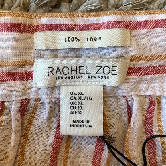RACHEL ZOE 100% Linen Striped Top - Picture 13 of 14